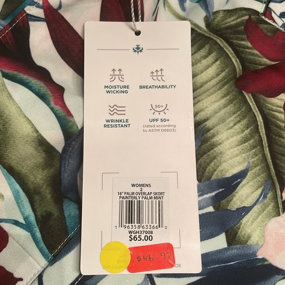 NWT Lady Hagen Women's 16" Palm Print Overlap Golf Skort - Picture 7 of 9